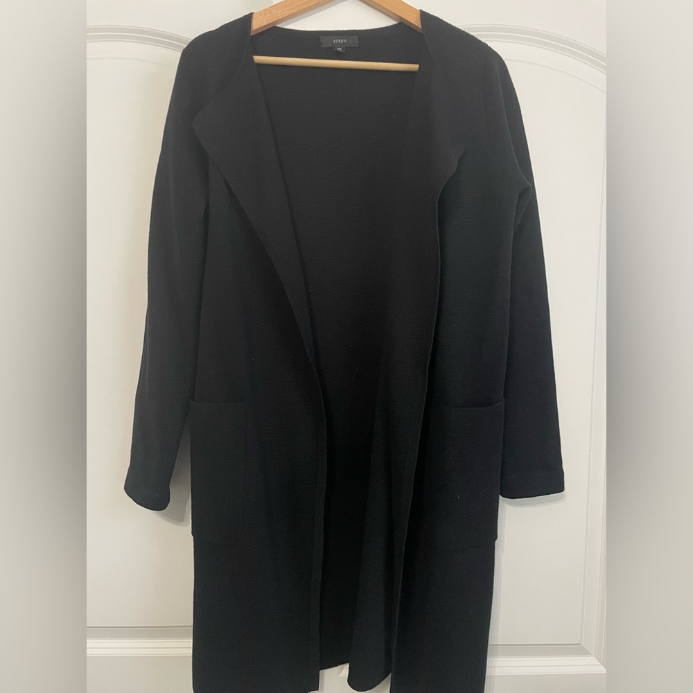 Black J Crew Juliette collarless sweater-blazer
